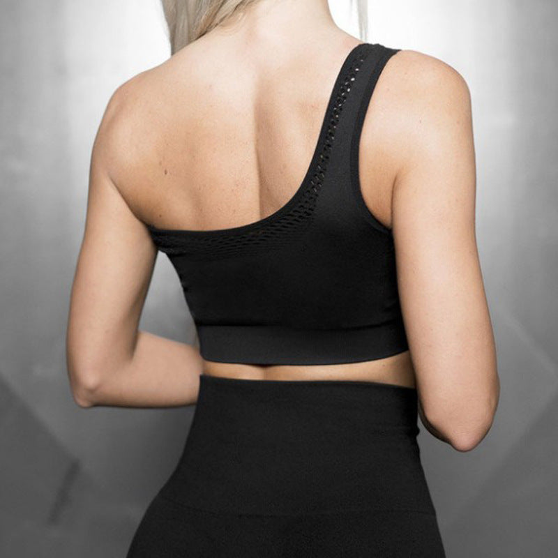 Yoga Vest Mesh One Shoulder Tight Workout Suit Set