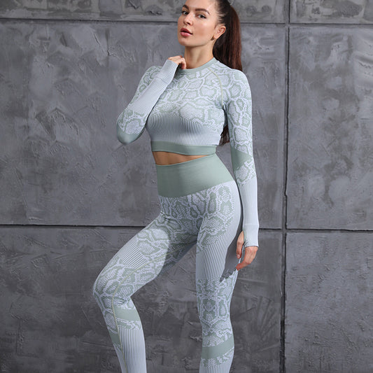 Yoga Clothes Autumn And Winter Tight-fitting Moisture Wicking Sports Suit Women Seamless Knitted Yoga Clothes Women