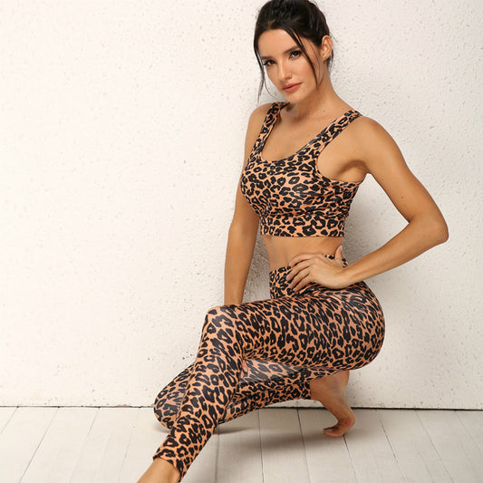 Leopard print yoga pantsuit