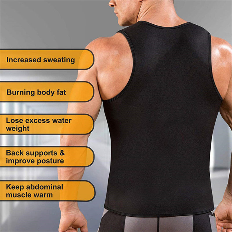 Fitness Corset Men's Shapewear Heat Trapping Shirt Sweat Body Shaper Vest Bodysuit