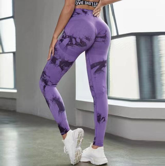 Women's Fashion Temperament Tie-dye High Waist Hip Lift Yoga Pants