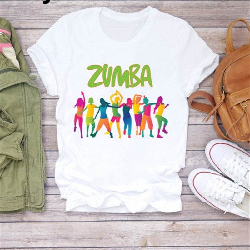 Dance Short Sleeve Zumba Printed Short Sleeve T-shirt